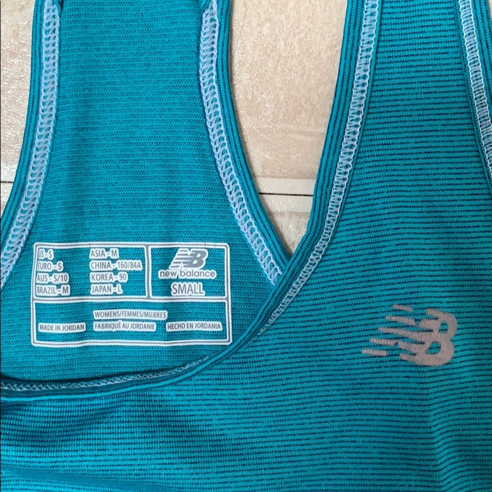 Teal striped New Balance workout tank - Picture 2 of 3